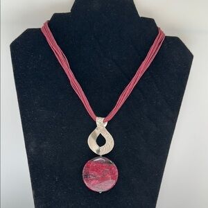 925 silver Eudialyte Gems Russia natural Elegant Red and Silver Pendant Necklace